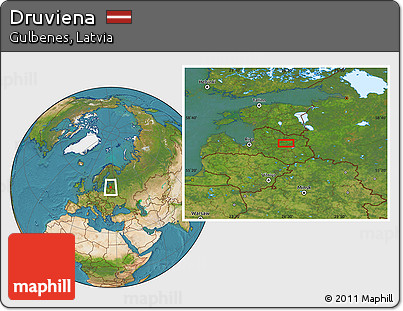 Satellite Location Map of Druviena