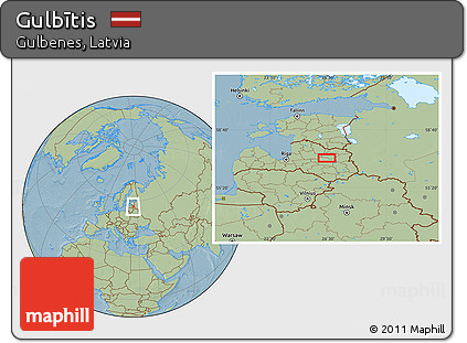 Savanna Style Location Map of Gulbītis, hill shading