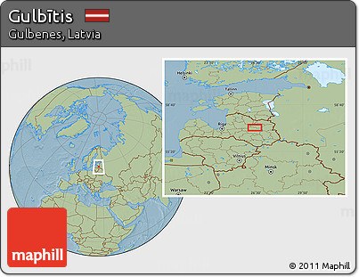 Savanna Style Location Map of Gulbītis, hill shading