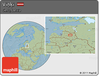 Savanna Style Location Map of Viņķi, hill shading