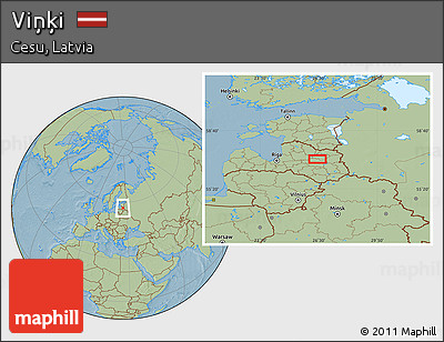 Savanna Style Location Map of Viņķi, hill shading