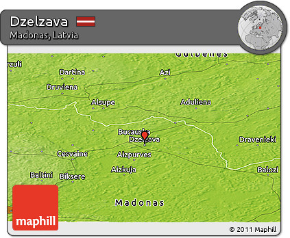 Physical Panoramic Map of Dzelzava