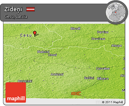 Physical Panoramic Map of Zīdeņi