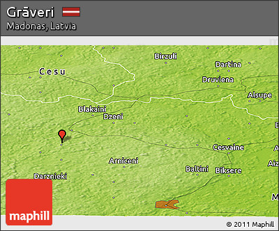 Physical Panoramic Map of Grāveri