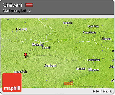 Physical Panoramic Map of Grāveri