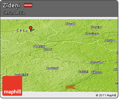Physical Panoramic Map of Zīdeņi