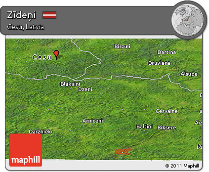 Satellite Panoramic Map of Zīdeņi