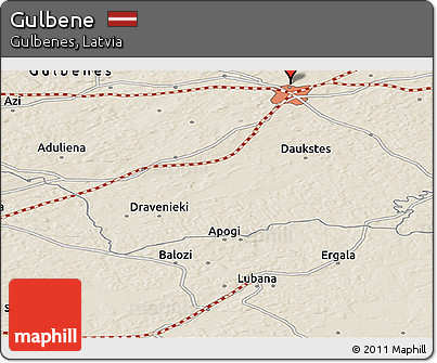 Shaded Relief Panoramic Map of Gulbene