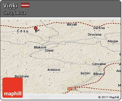 Shaded Relief Panoramic Map of Viņķi