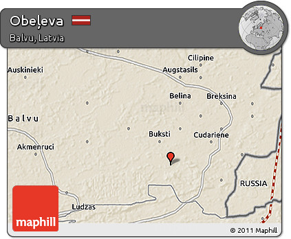 Shaded Relief 3D Map of Obeļeva