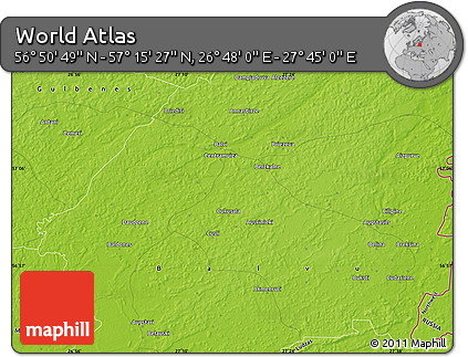 Physical Map of the Area around 57° 3' 8" N, 27° 16' 29" E