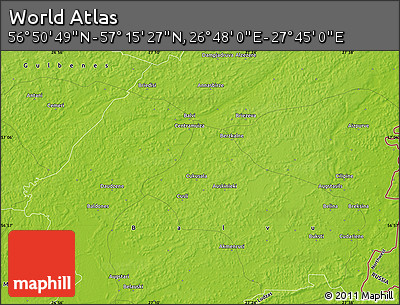 Physical Map of the Area around 57° 3' 8" N, 27° 16' 29" E
