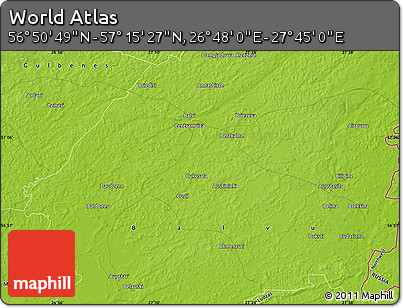 Physical Map of the Area around 57° 3' 8" N, 27° 16' 29" E