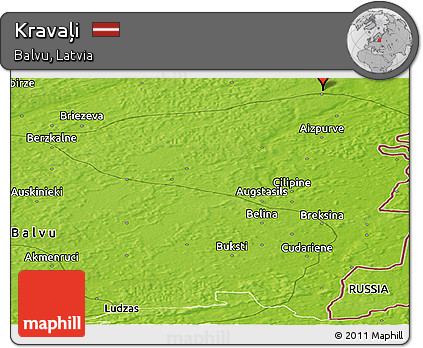 Physical Panoramic Map of Kravaļi