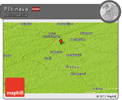 Physical Panoramic Map of Plītinava