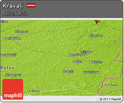 Physical Panoramic Map of Kravaļi