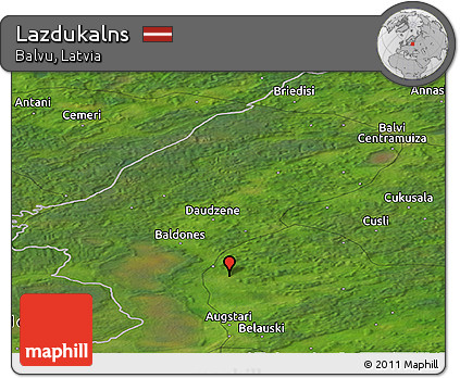 Satellite Panoramic Map of Lazdukalns