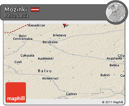 Shaded Relief Panoramic Map of Mozinki