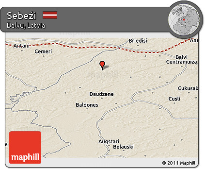 Shaded Relief Panoramic Map of Sebeži