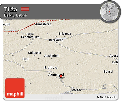 Shaded Relief Panoramic Map of Tilža
