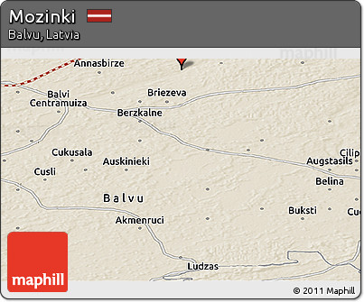 Shaded Relief Panoramic Map of Mozinki