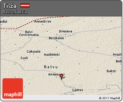 Shaded Relief Panoramic Map of Tilža