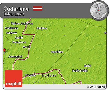Physical 3D Map of Čūdariene