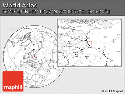 Blank Location Map of the Area around 57° 3' 8" N, 28° 7' 30" E