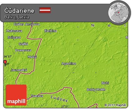 Physical Map of Čūdariene
