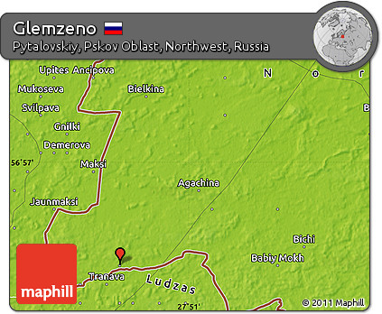 Physical Map of Glemzeno