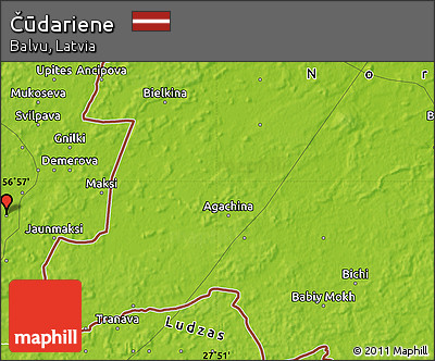 Physical Map of Čūdariene