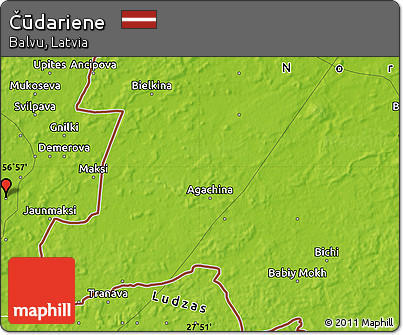 Physical Map of Čūdariene