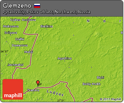 Physical Map of Glemzeno