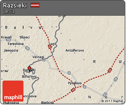 Shaded Relief Map of Razsieki