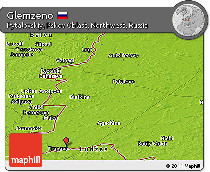 Physical Panoramic Map of Glemzeno