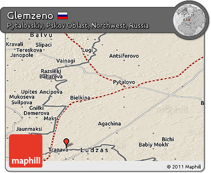 Shaded Relief Panoramic Map of Glemzeno