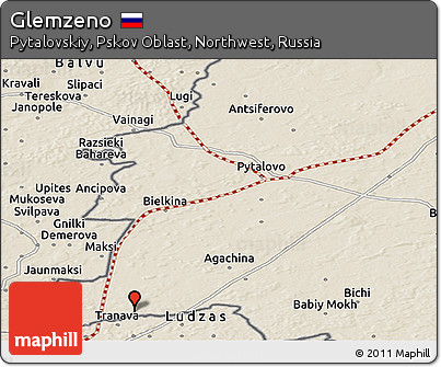 Shaded Relief Panoramic Map of Glemzeno
