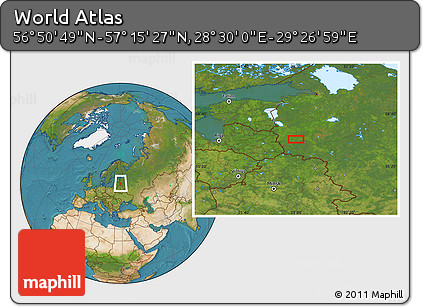 Satellite Location Map of the Area around 57° 3' 8" N, 28° 58' 30" E