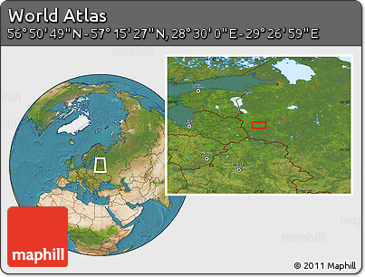 Satellite Location Map of the Area around 57° 3' 8" N, 28° 58' 30" E