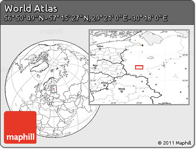 Blank Location Map of the Area around 57° 3' 8" N, 29° 49' 30" E