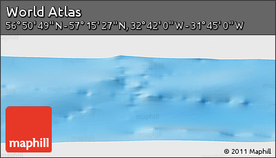 Physical Panoramic Map of the Area around 57° 3' 8" N, 32° 13' 30" W