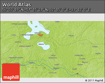 Physical 3D Map of the Area around 57° 3' 8" N, 33° 13' 30" E
