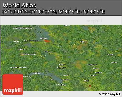 Satellite 3D Map of the Area around 57° 3' 8" N, 33° 13' 30" E