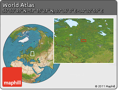 Satellite Location Map of the Area around 57° 3' 8" N, 34° 4' 30" E