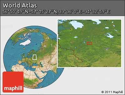 Satellite Location Map of the Area around 57° 3' 8" N, 34° 4' 30" E