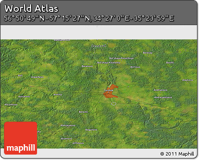 Satellite 3D Map of the Area around 57° 3' 8" N, 34° 55' 29" E