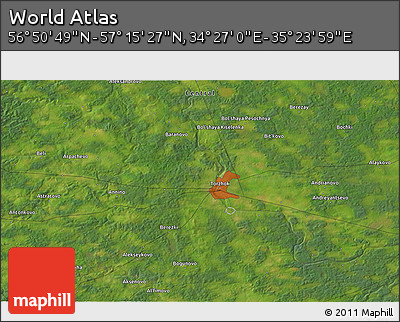Satellite 3D Map of the Area around 57° 3' 8" N, 34° 55' 29" E