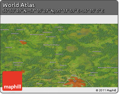 Satellite 3D Map of the Area around 57° 3' 8" N, 35° 46' 29" E