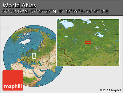 Satellite Location Map of the Area around 57° 3' 8" N, 35° 46' 29" E