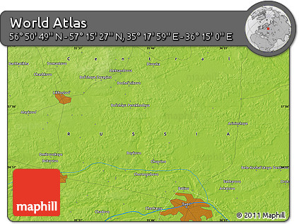 Physical Map of the Area around 57° 3' 8" N, 35° 46' 29" E